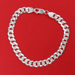 Mens Miami Cuban Bracelet Diamond Cut Real Solid 925 Sterling Silver‎